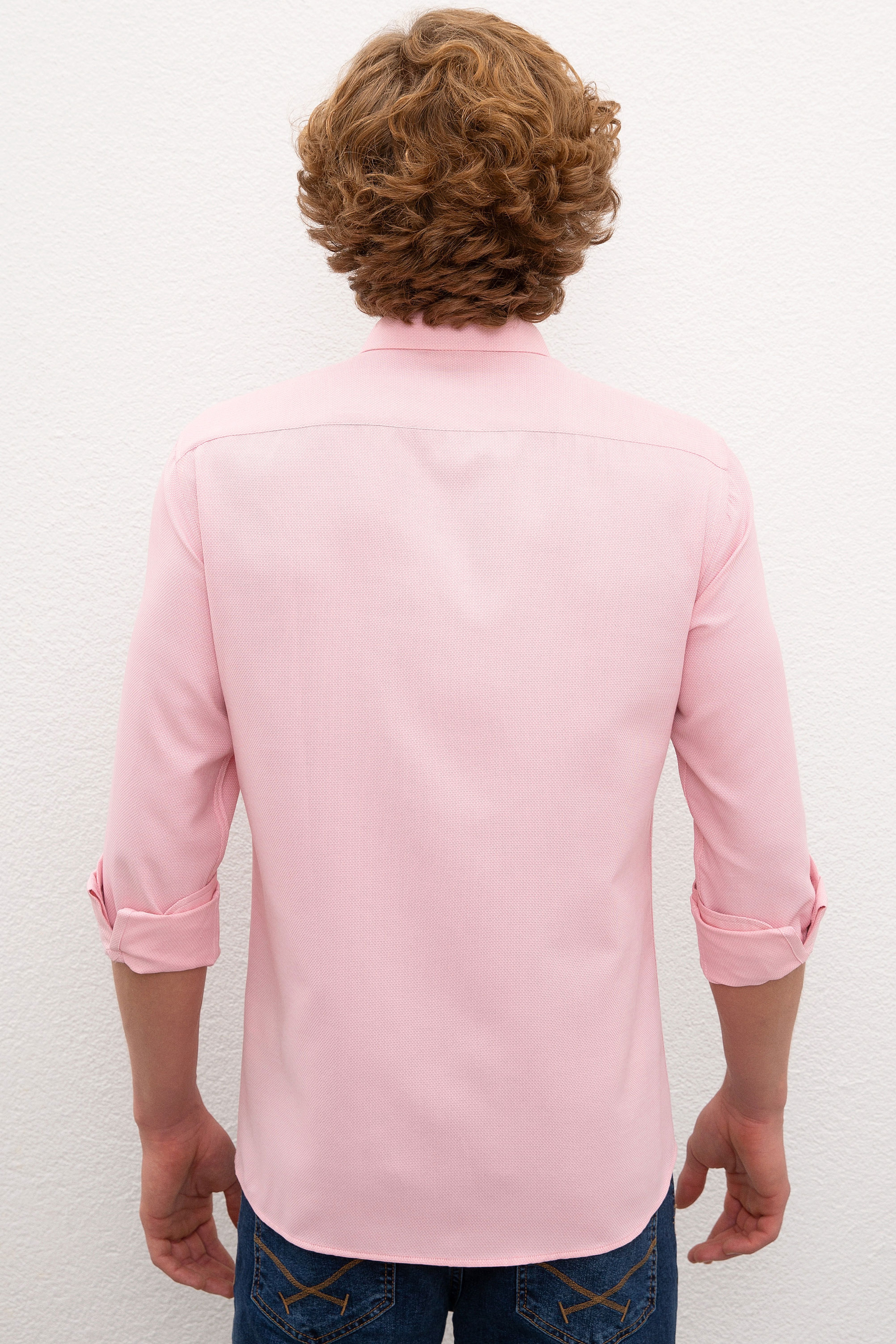 Erkek Pembe Gömlek Uzunkol Basic - Image 3