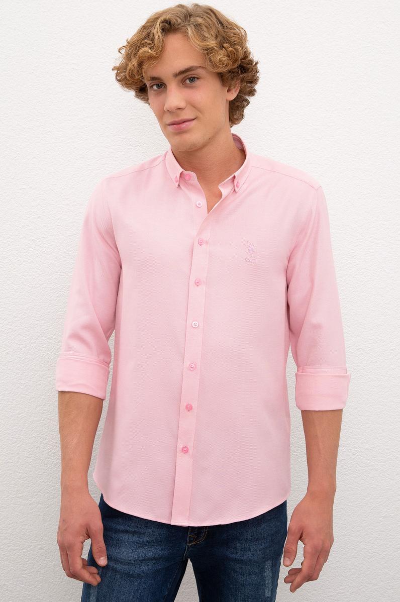 Erkek Pembe Gömlek Uzunkol Basic