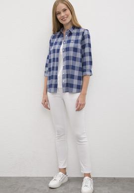 Kadın Lacivert Gömlek Uzunkol - 50219263003