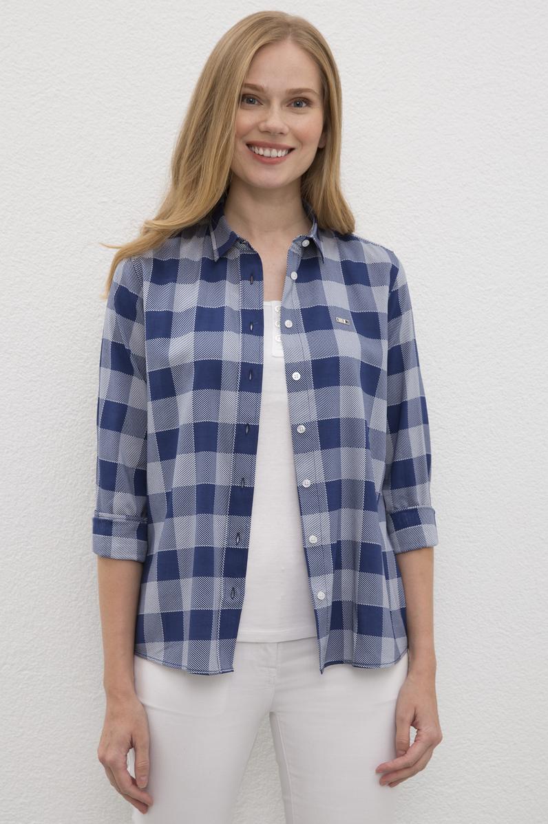 Kadın Lacivert Gömlek Uzunkol