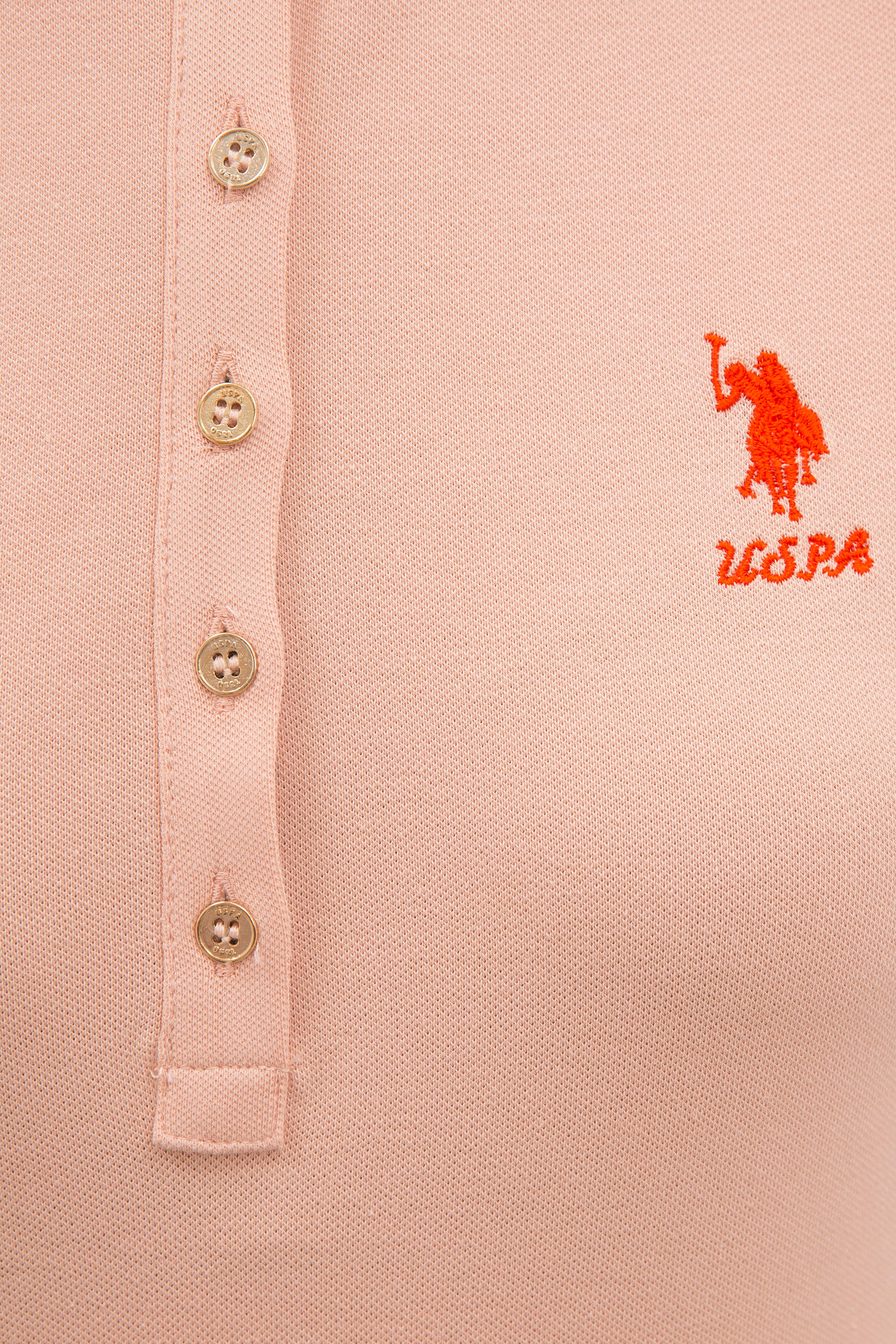 Kadın Pudra Polo Yaka T-Shirt Basic - Image 5