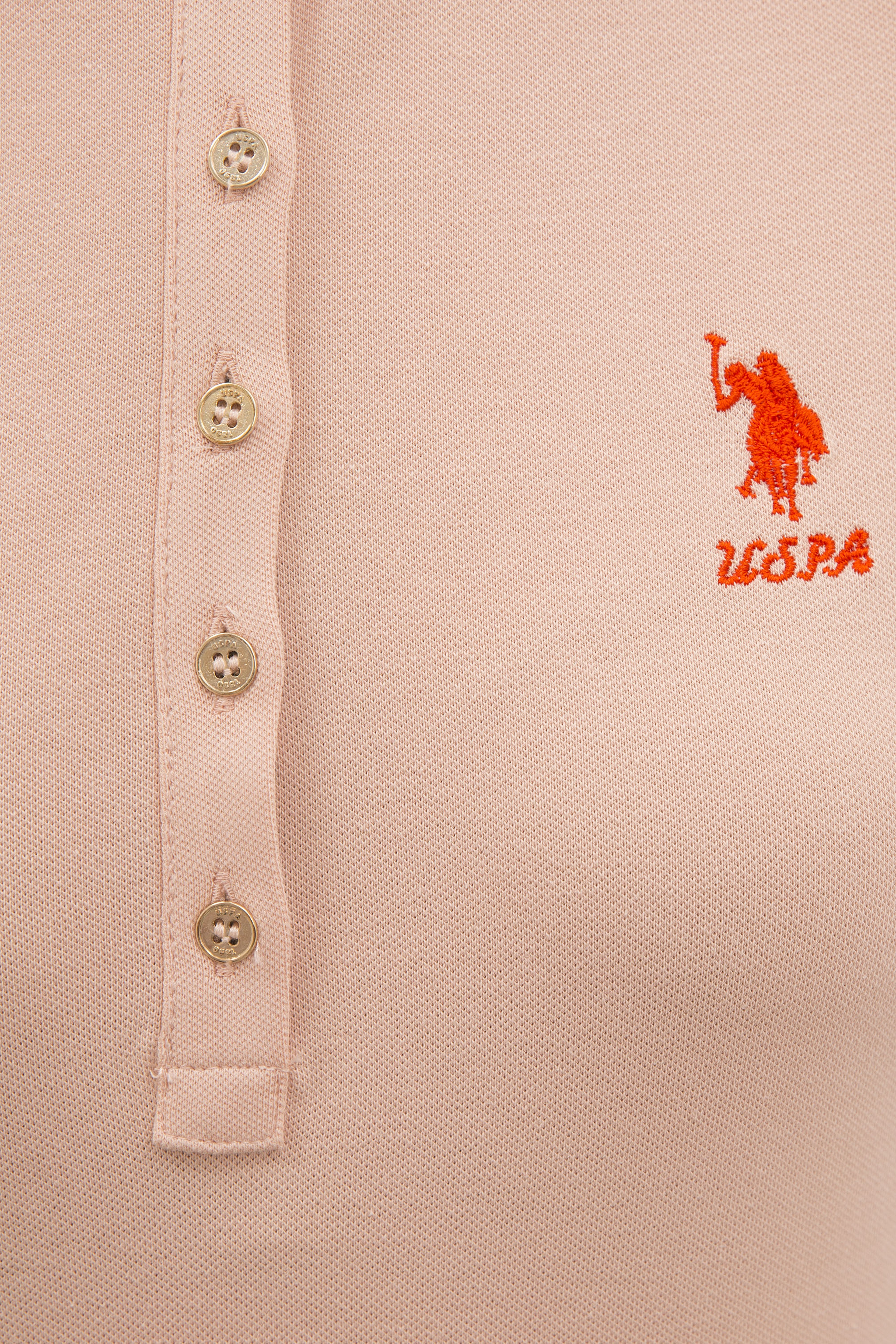 Kadın Pudra Polo Yaka T-Shirt Basic
