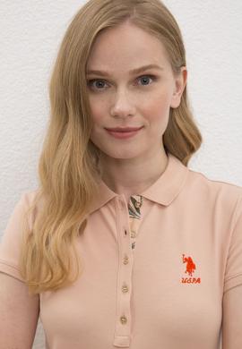 Kadın Pudra Polo Yaka T-Shirt Basic - 50217591193