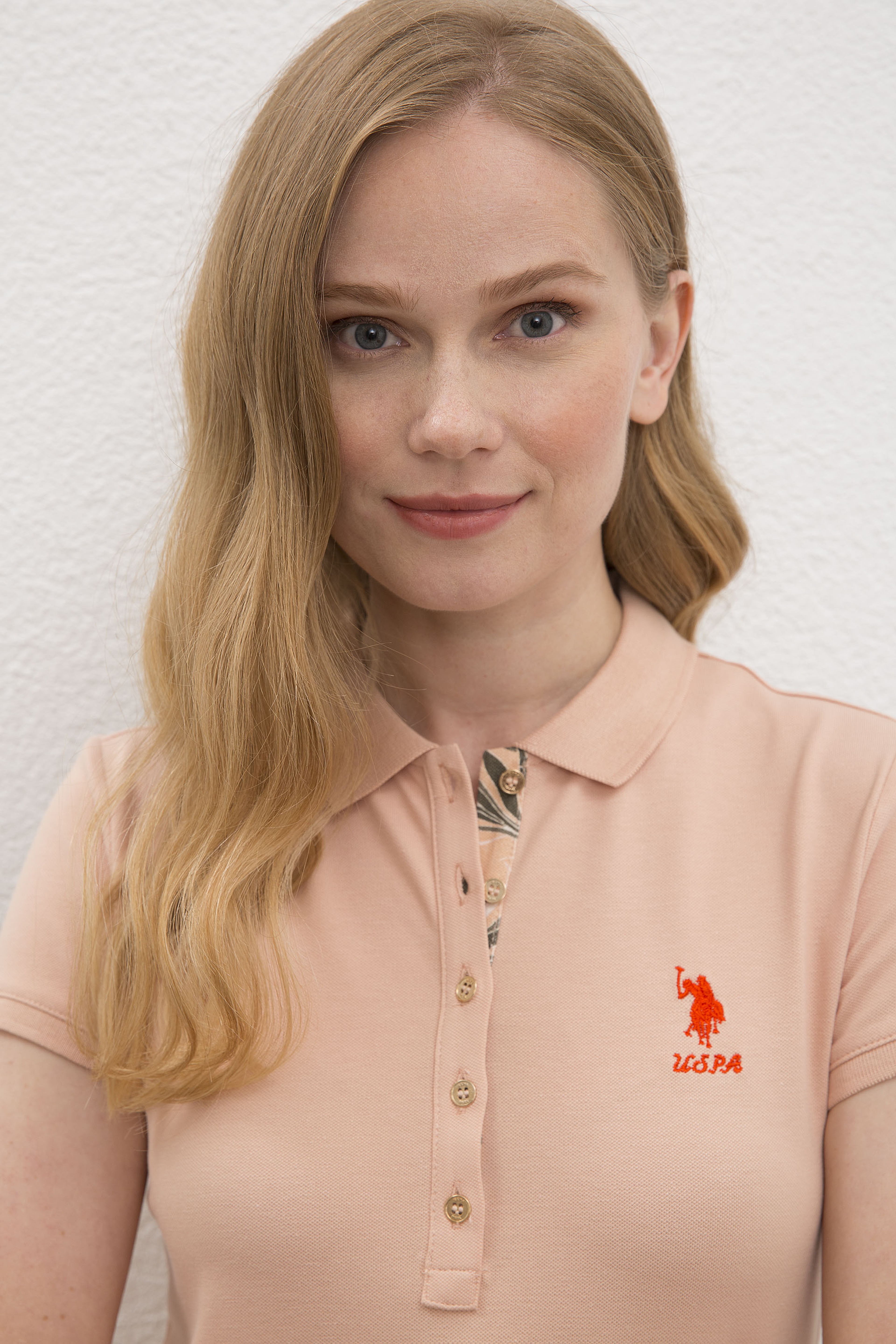 Kadın Pudra Polo Yaka T-Shirt Basic - Image 2