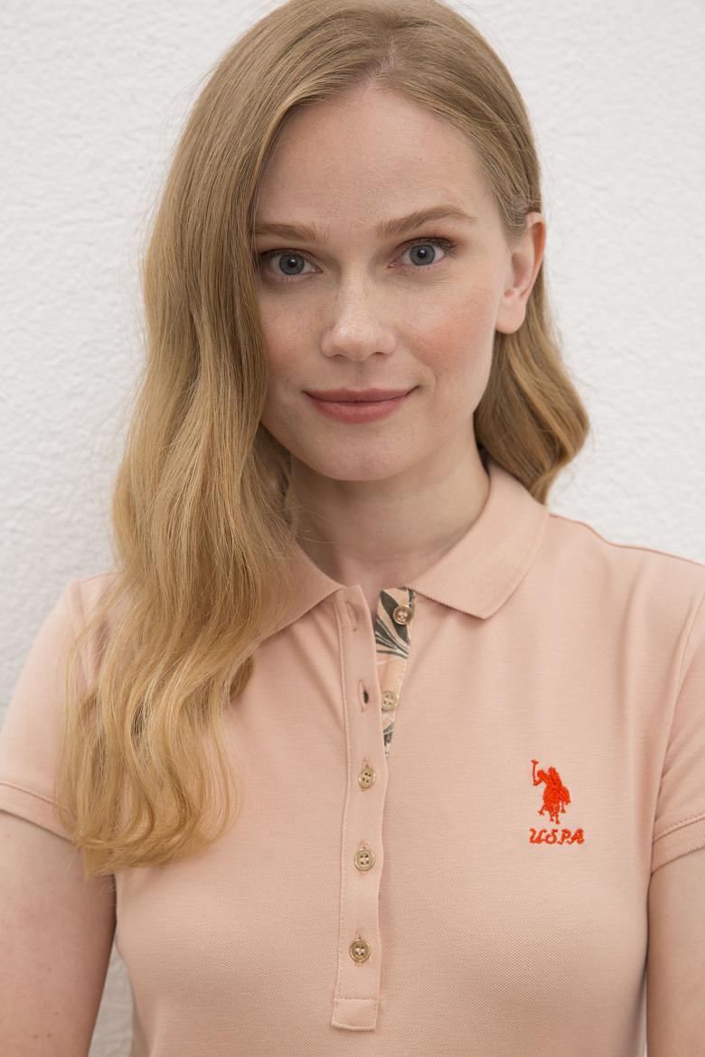 Kadın Pudra Polo Yaka T-Shirt Basic - 50217591193