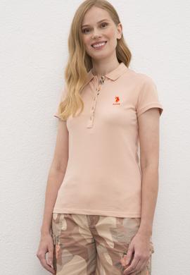 Kadın Pudra Polo Yaka T-Shirt Basic - 50217591193