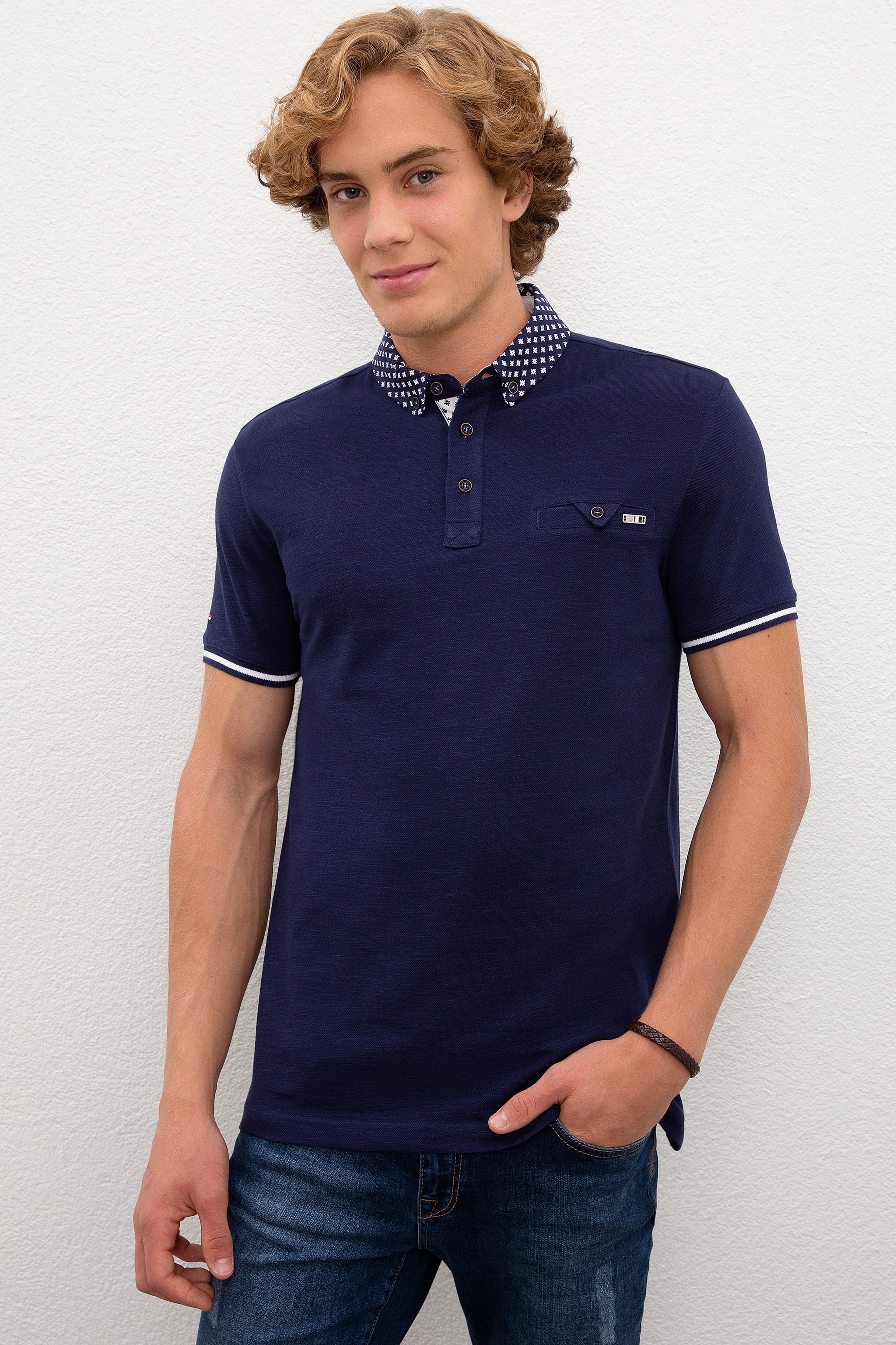 Erkek Lacivert Polo Yaka T-Shirt - Image 1