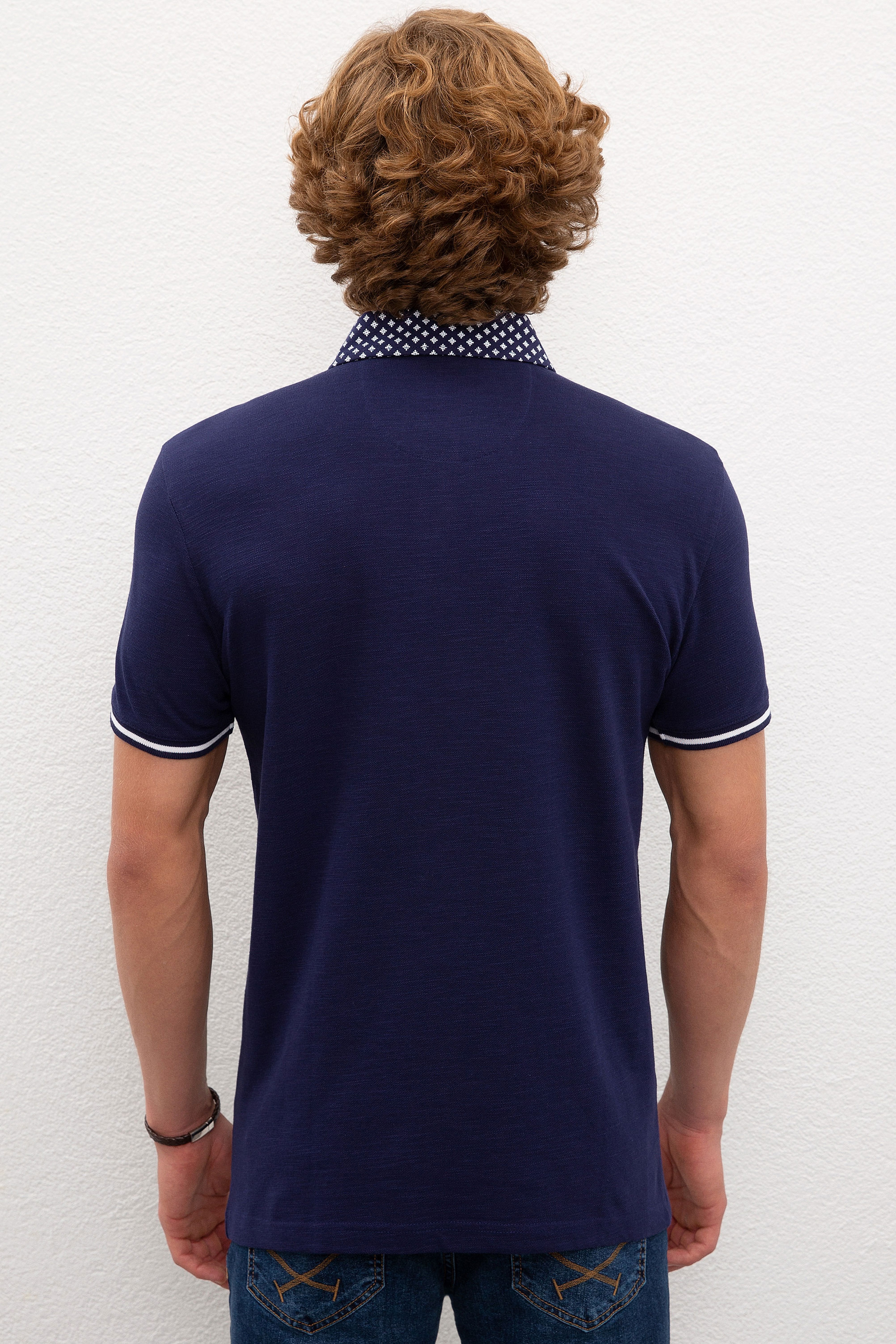Erkek Lacivert Polo Yaka T-Shirt - Image 3