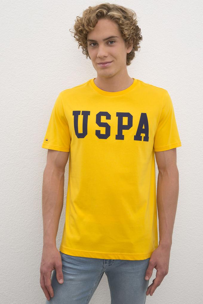 Erkek Koyu Sarı  Bisiklet Yaka T-Shirt Basic