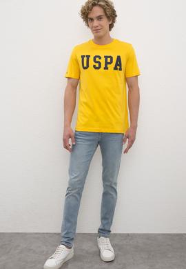 Erkek Koyu Sarı  Bisiklet Yaka T-Shirt Basic - 50216452082