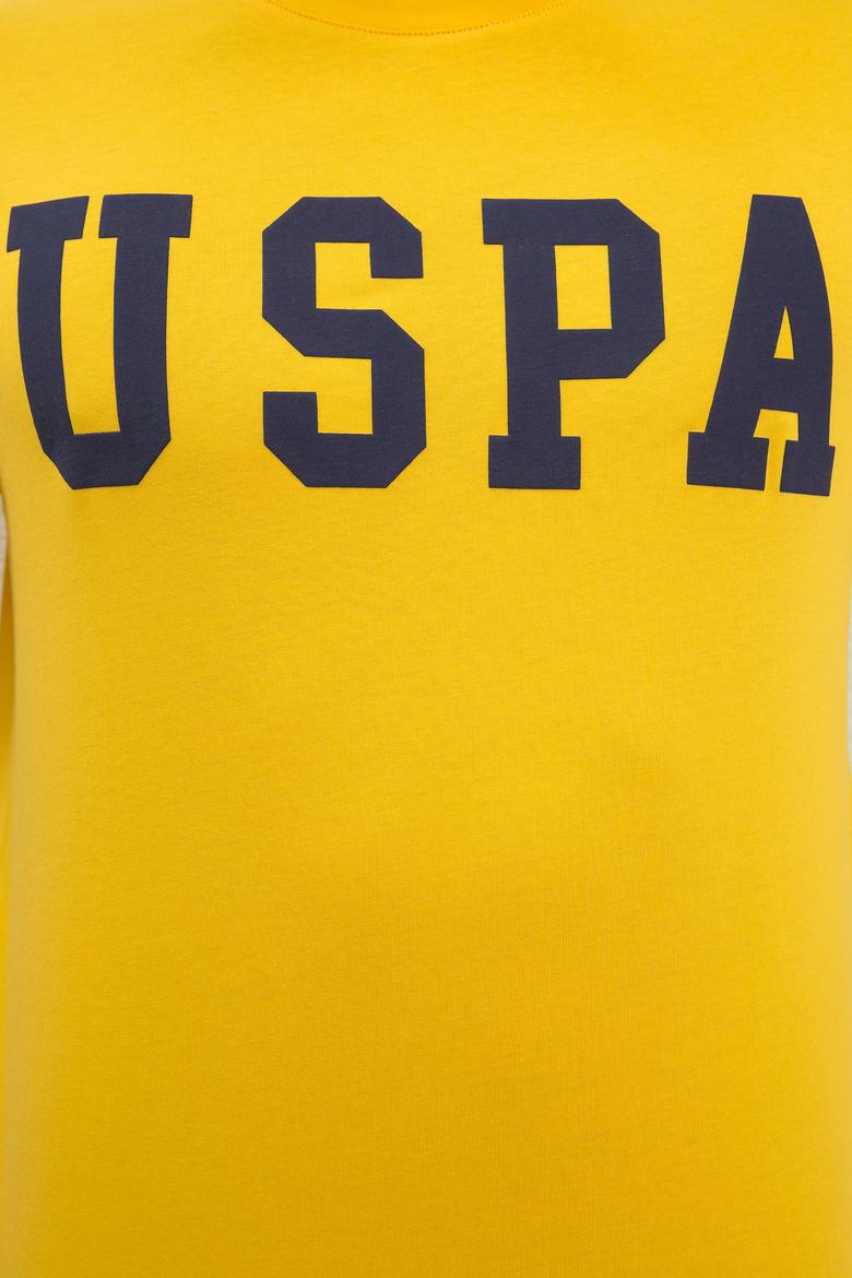 Erkek Koyu Sarı  Bisiklet Yaka T-Shirt Basic - 50216452082