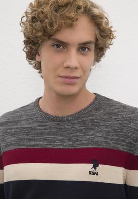 Erkek Gri Melanj Bisiklet Yaka Triko Kazak - 50205672001