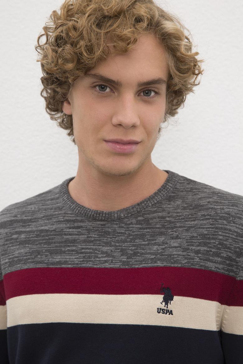 Erkek Gri Melanj Bisiklet Yaka Triko Kazak - 50205672001