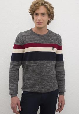 Erkek Gri Melanj Bisiklet Yaka Triko Kazak - 50205672001