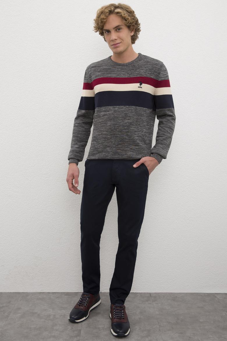 Erkek Gri Melanj Bisiklet Yaka Triko Kazak - 50205672001