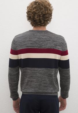 Erkek Gri Melanj Bisiklet Yaka Triko Kazak - 50205672001