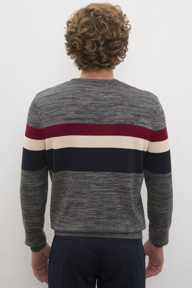 Erkek Gri Melanj Bisiklet Yaka Triko Kazak - 50205672001