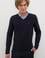 Erkek Lacivert V-Yaka Triko Kazak Basic