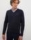 Erkek Lacivert V-Yaka Triko Kazak Basic