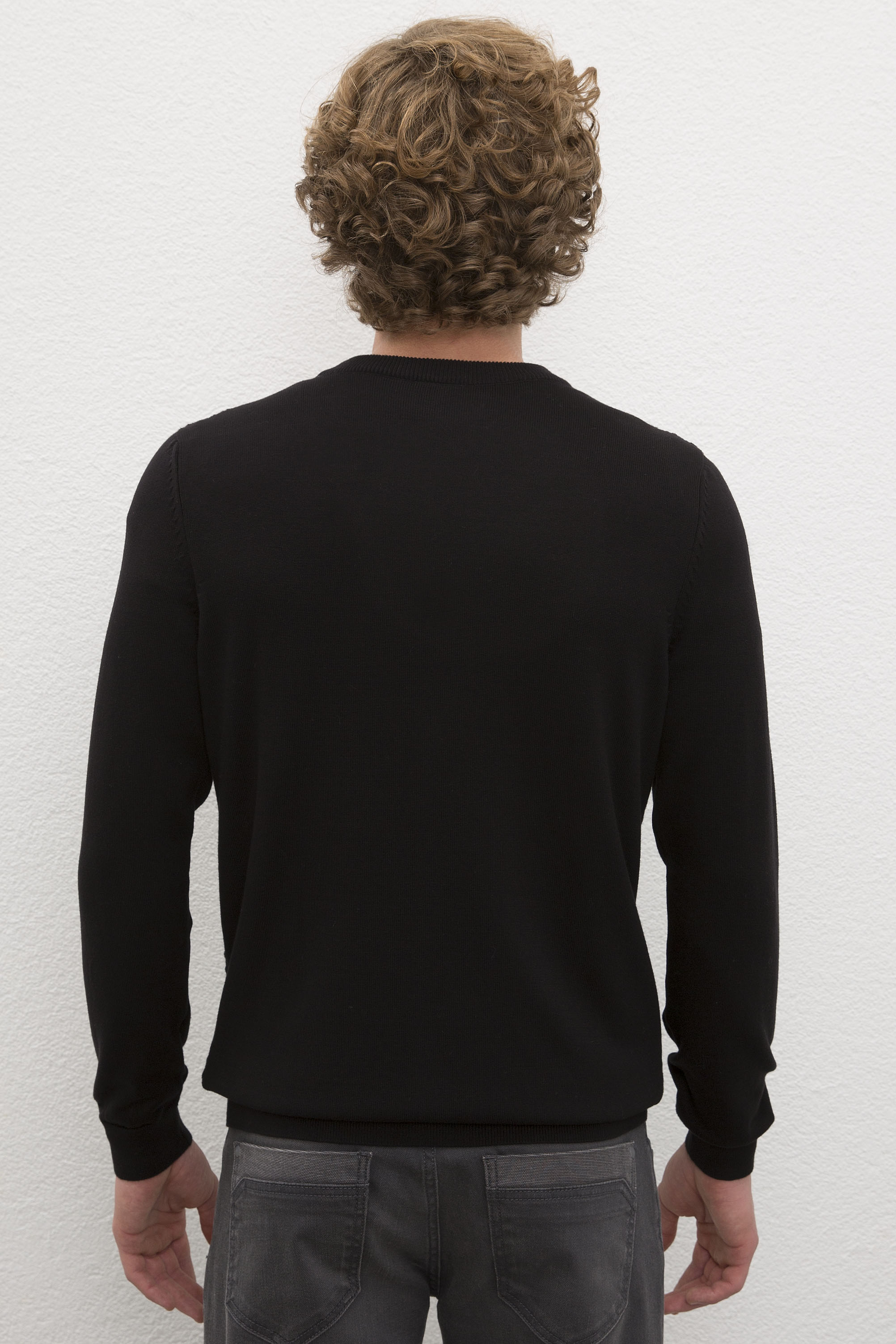 Erkek Siyah  Triko Hırka Basic - Image 3