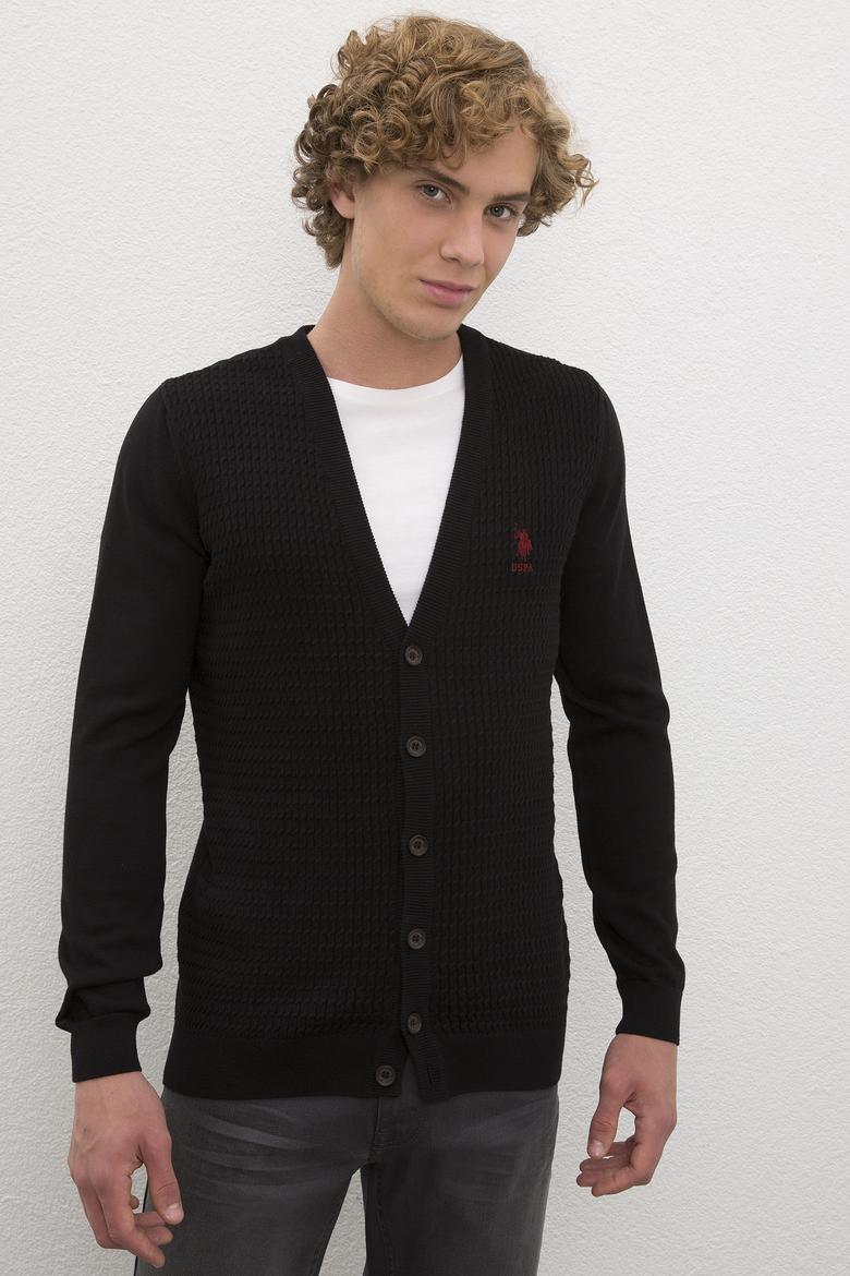 Erkek Siyah  Triko Hırka Basic