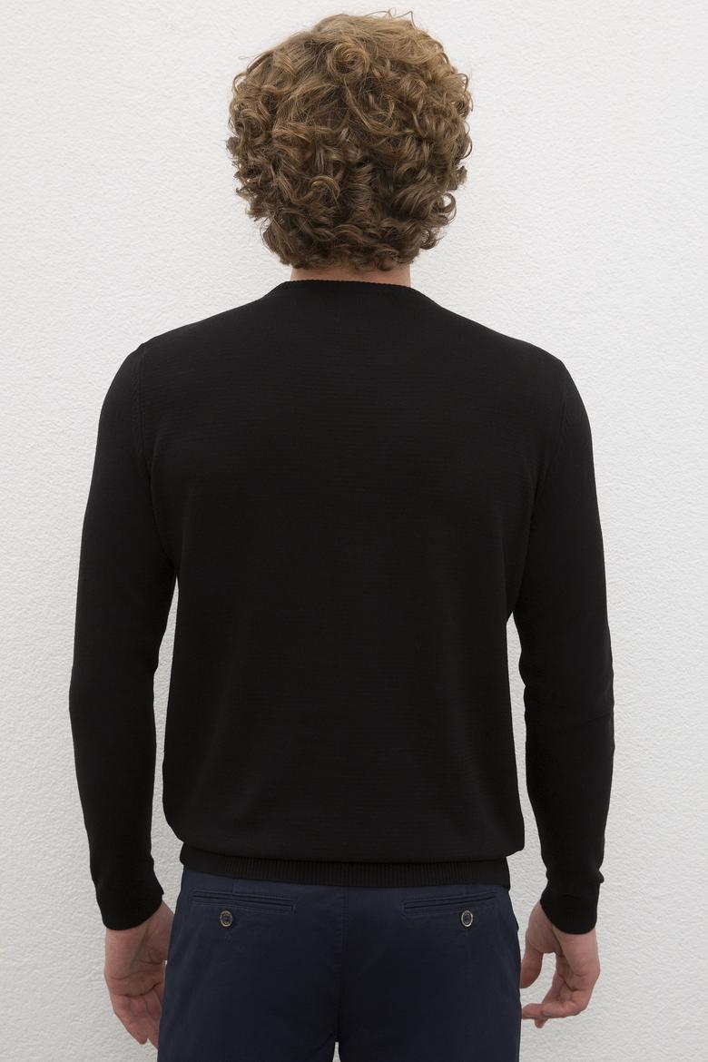 Erkek Siyah Bisiklet Yaka Triko Kazak Basic - 50224730017