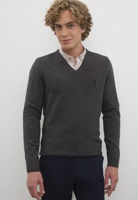 Erkek Antrasit Melanj Basic Kazak - 50224890012