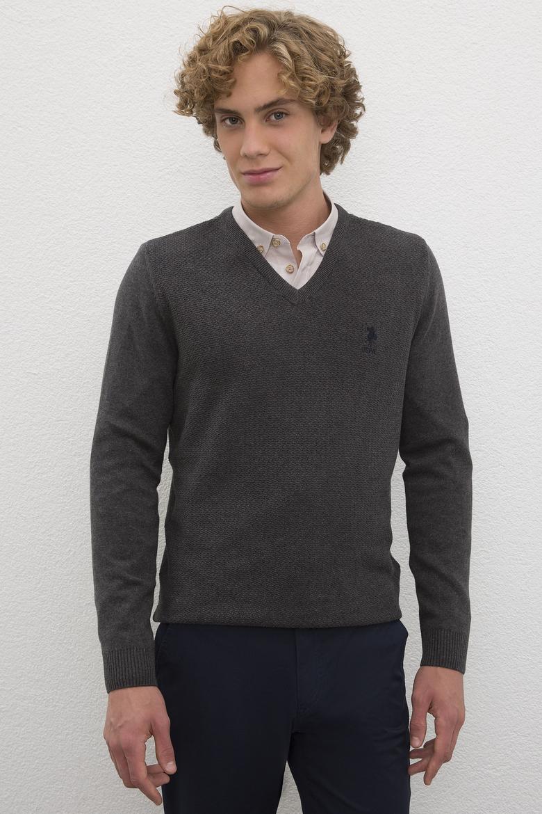 Erkek Antrasit Melanj Basic Kazak