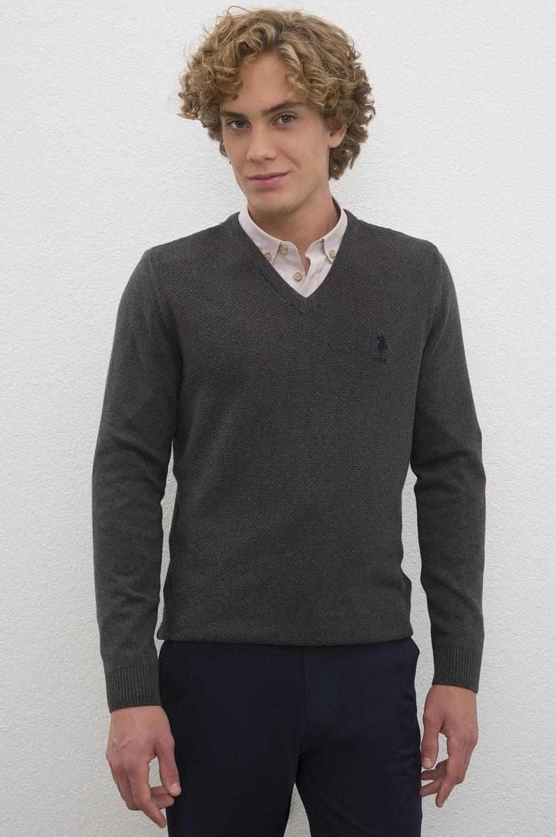 Erkek Antrasit Melanj Basic Kazak