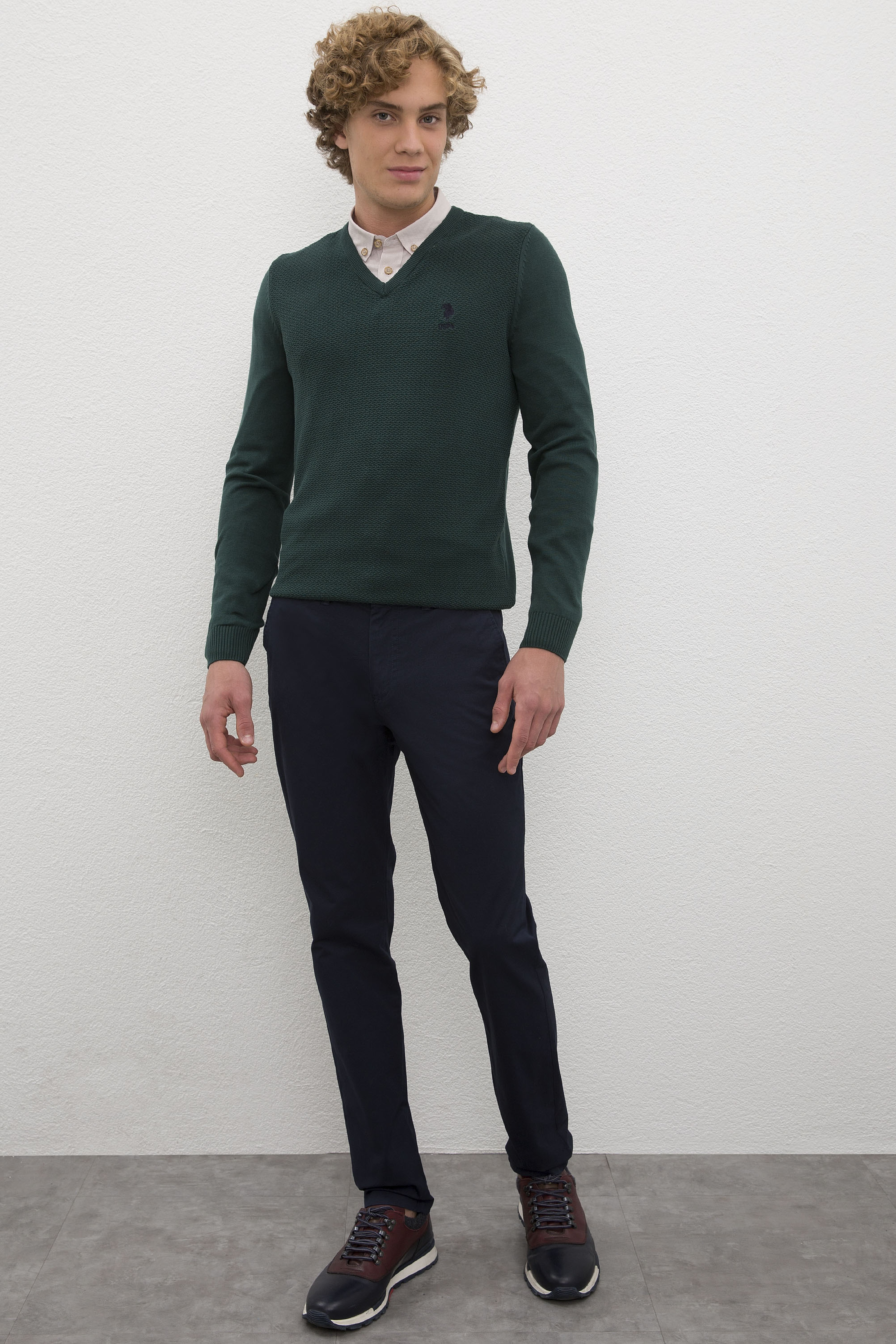 Erkek Yeşil Basic Kazak - Image 4