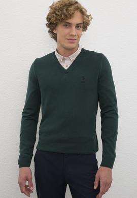 Erkek Yeşil Basic Kazak - 50224890082