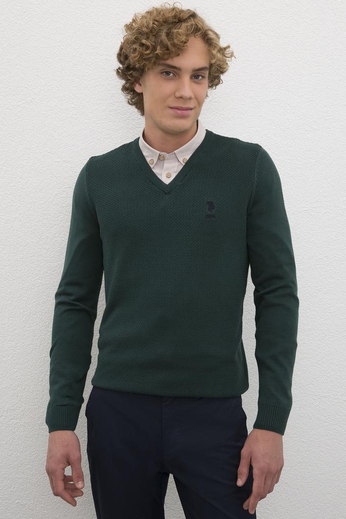 Erkek Yeşil Basic Kazak