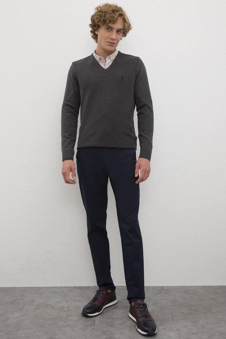 Erkek Antrasit Melanj Basic Kazak - 50224890012