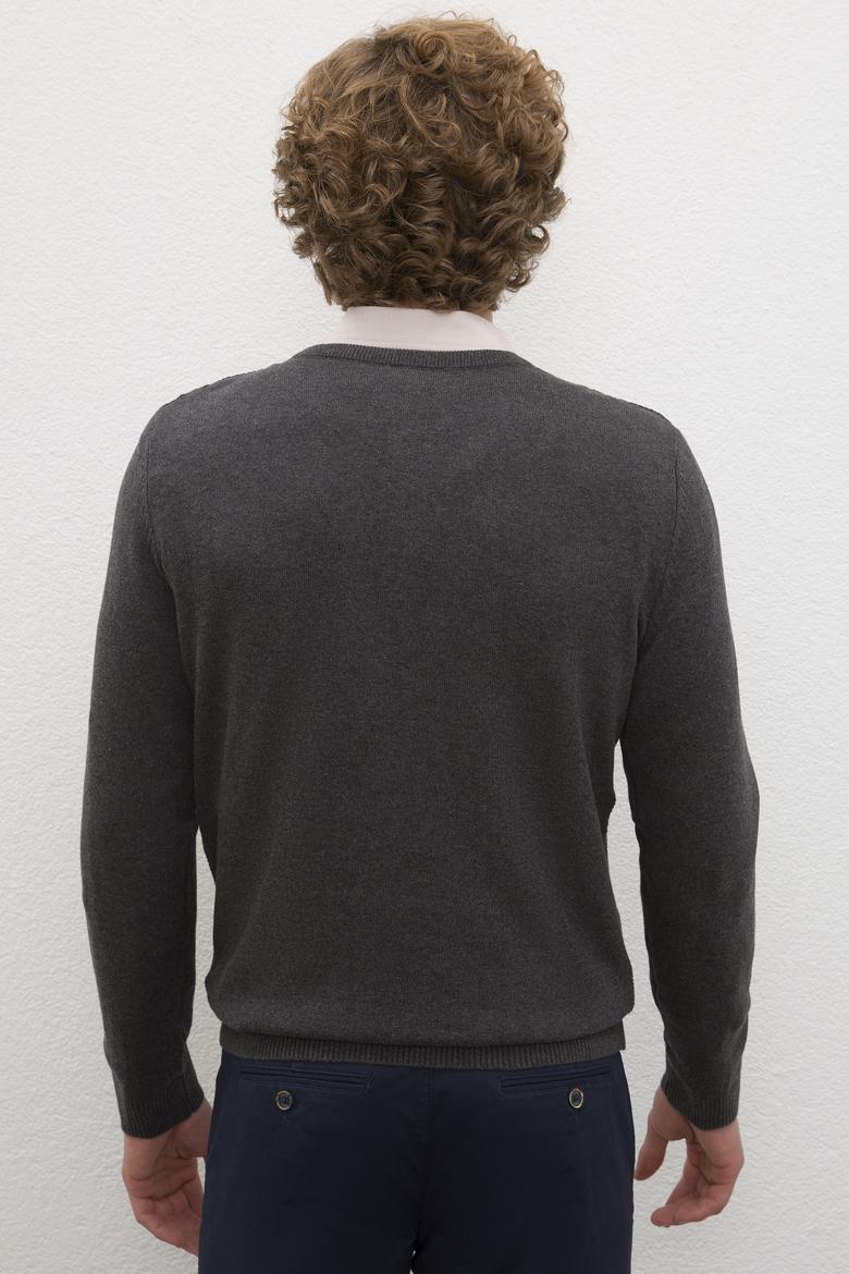 Erkek Antrasit Melanj Basic Kazak - 50224890012