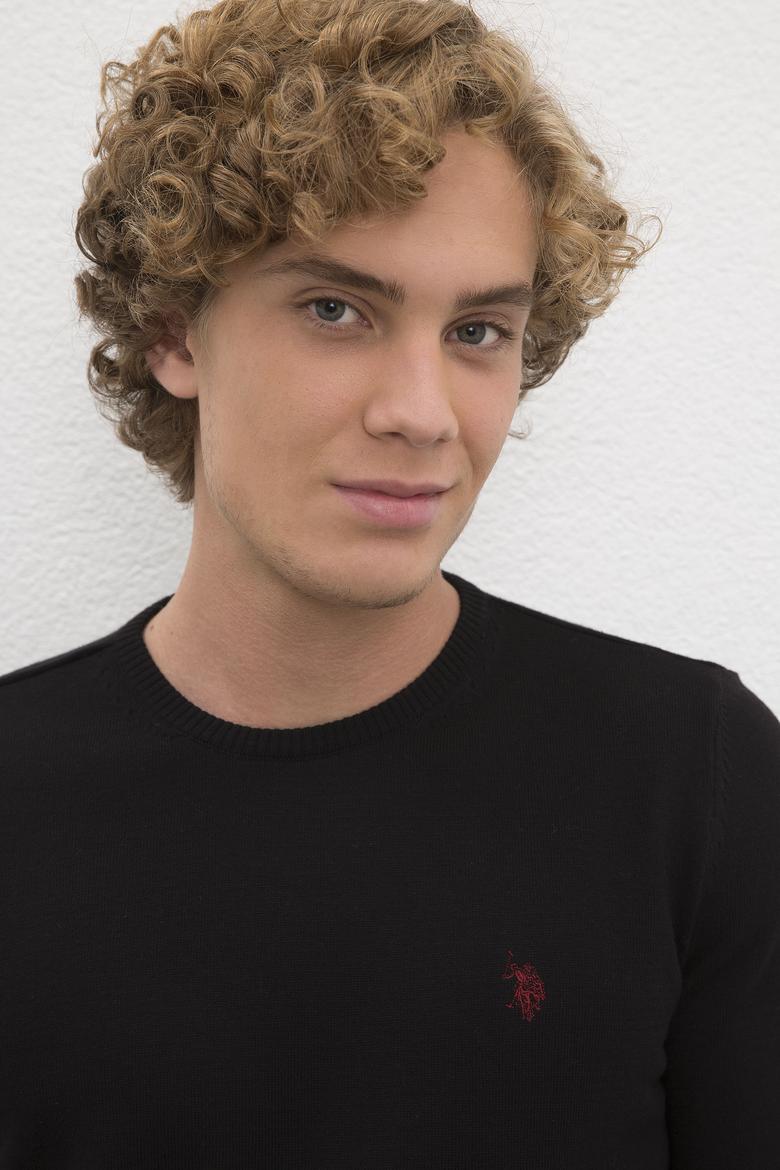 Erkek Siyah Bisiklet Yaka Triko Kazak Basic - 50224730017