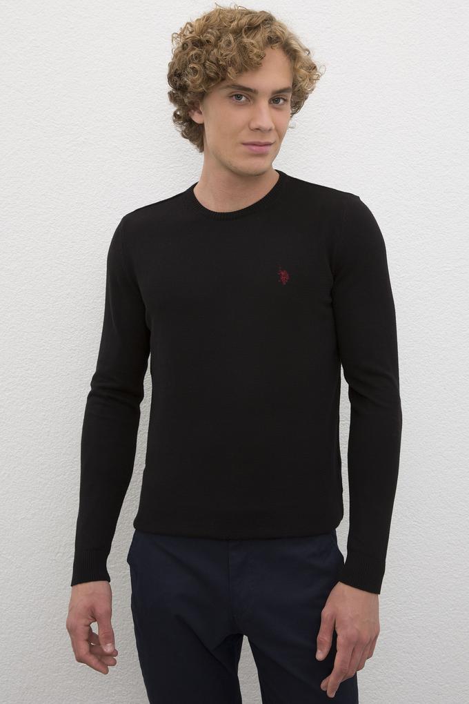 Erkek Siyah Bisiklet Yaka Triko Kazak Basic