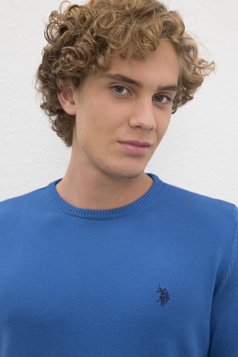 Erkek Kobalt Bisiklet Yaka Triko Kazak Basic - 50224730080