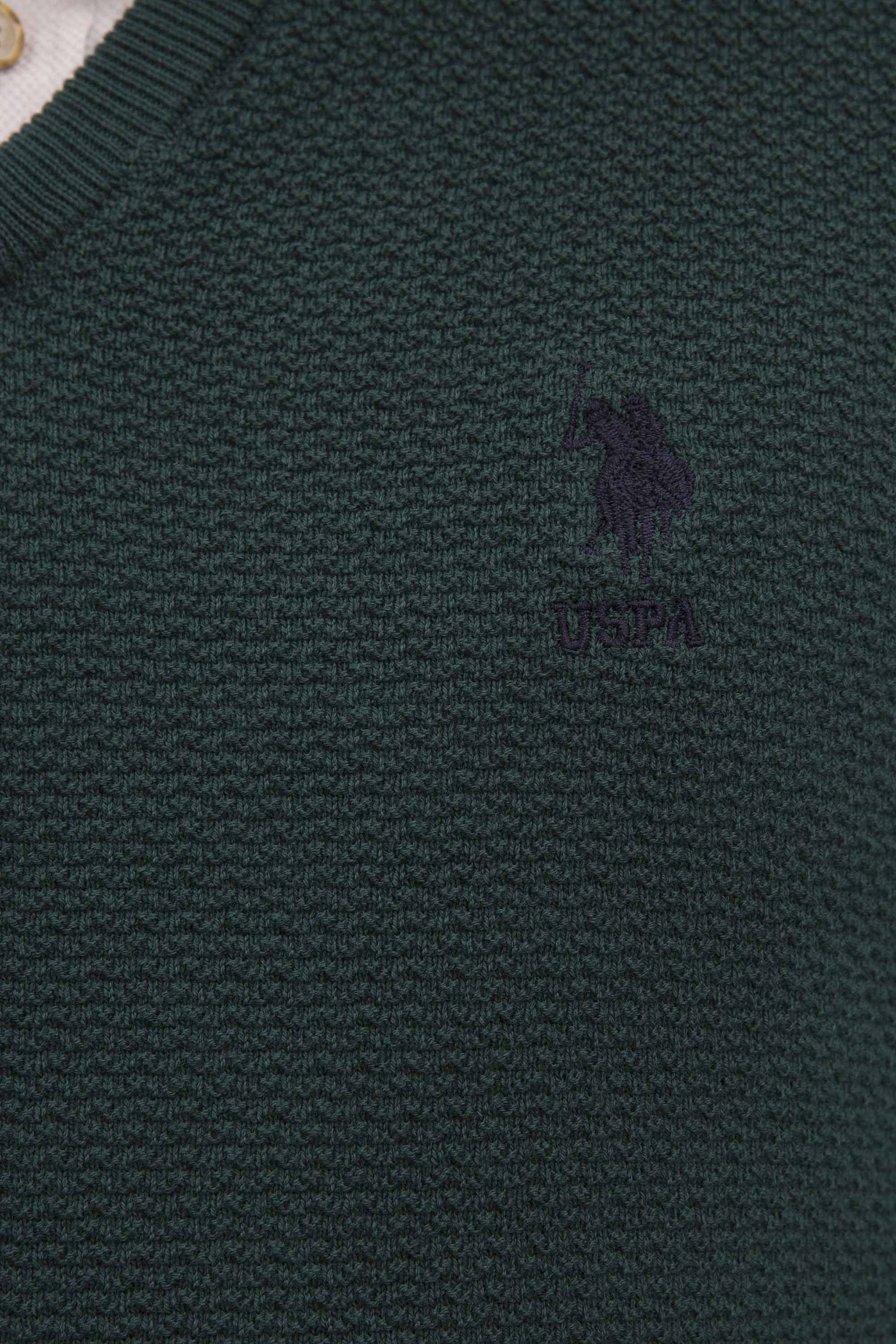 Erkek Yeşil Basic Kazak - Image 5