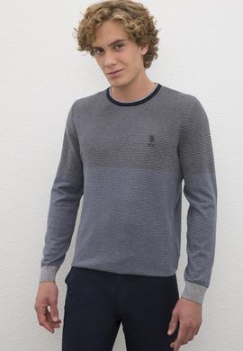 Erkek Lacivert Bisiklet Yaka Triko Kazak - 50223877008