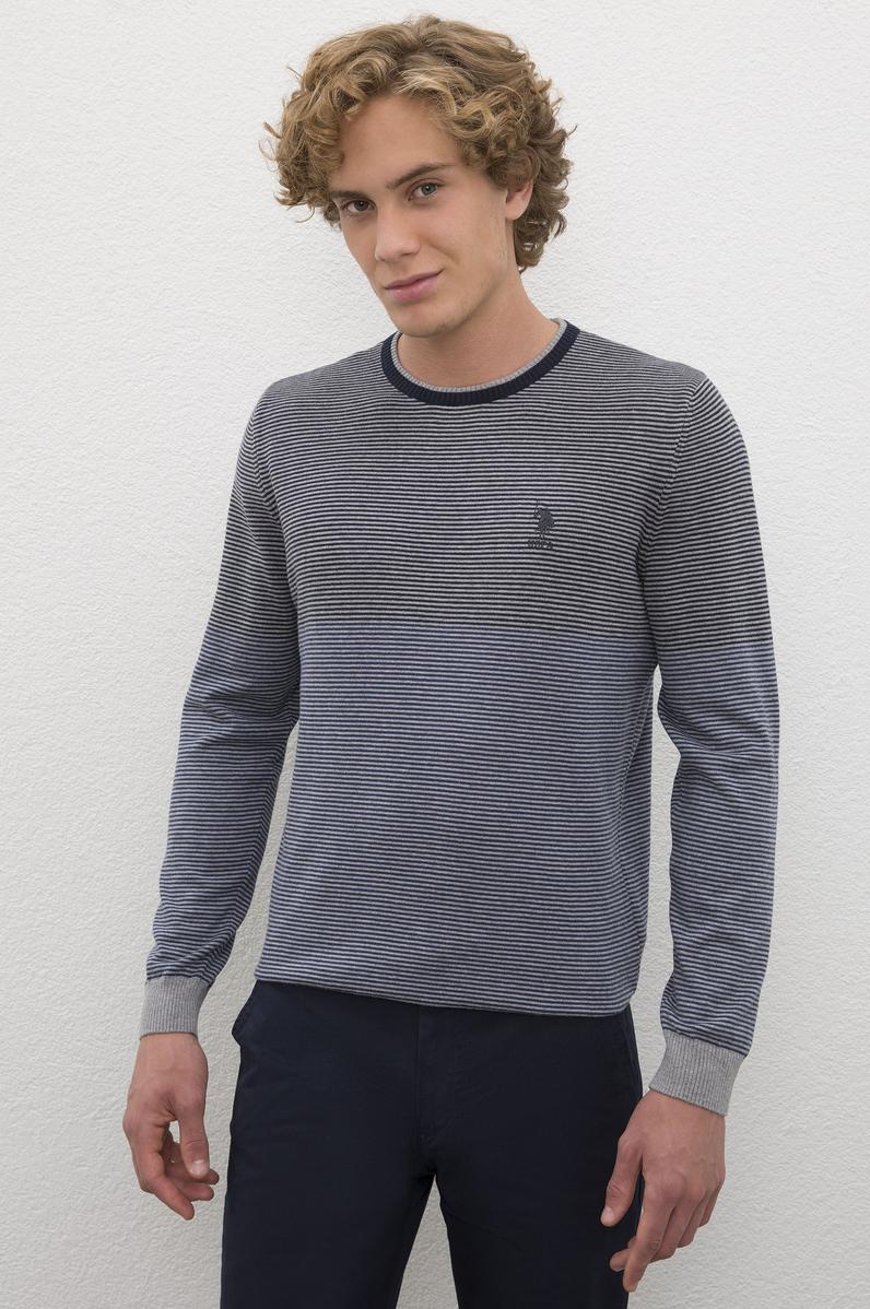 Erkek Lacivert Bisiklet Yaka Triko Kazak