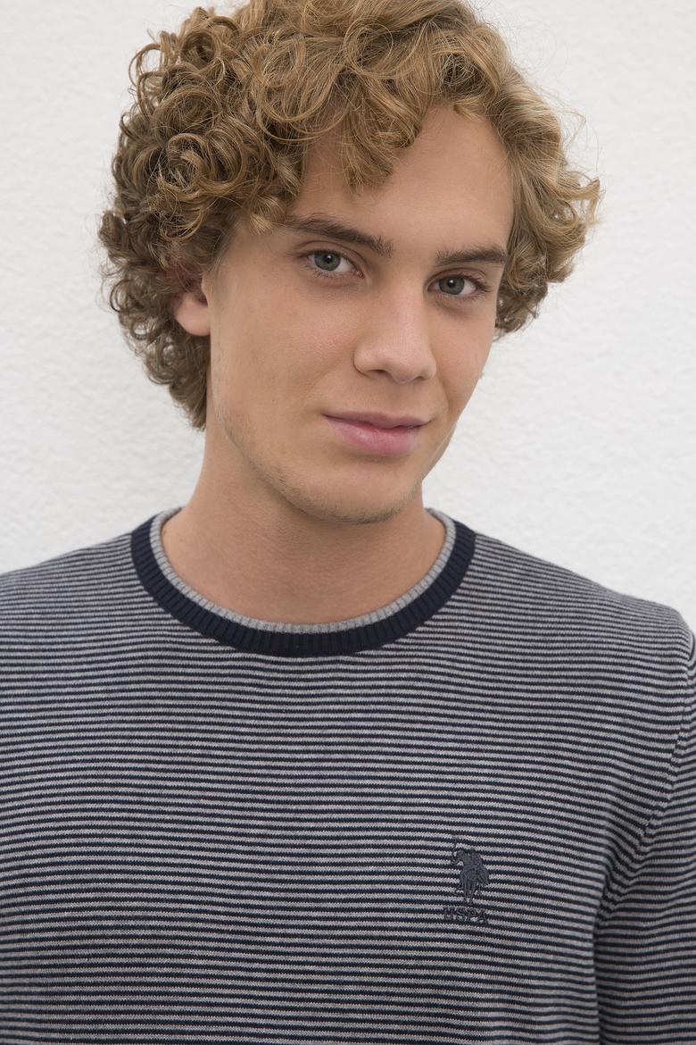 Erkek Lacivert Bisiklet Yaka Triko Kazak - 50223877008