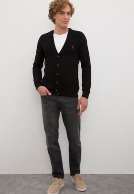 Erkek Siyah Basic Triko Hırka - 50224885025