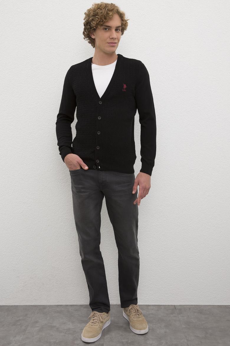 Erkek Siyah Basic Triko Hırka - 50224885025