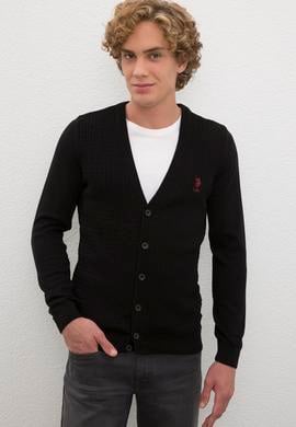 Erkek Siyah Basic Triko Hırka - 50224885025