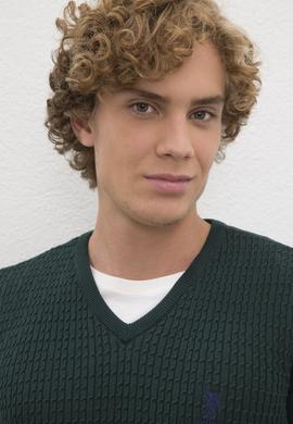 Erkek Koyu Yeşil Basic Kazak - 50224991013