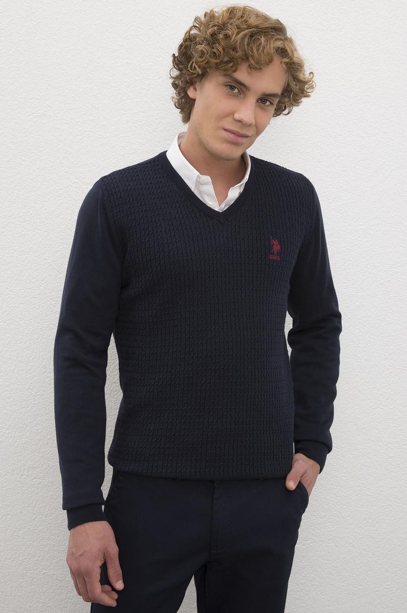 Erkek Lacivert Basic Kazak