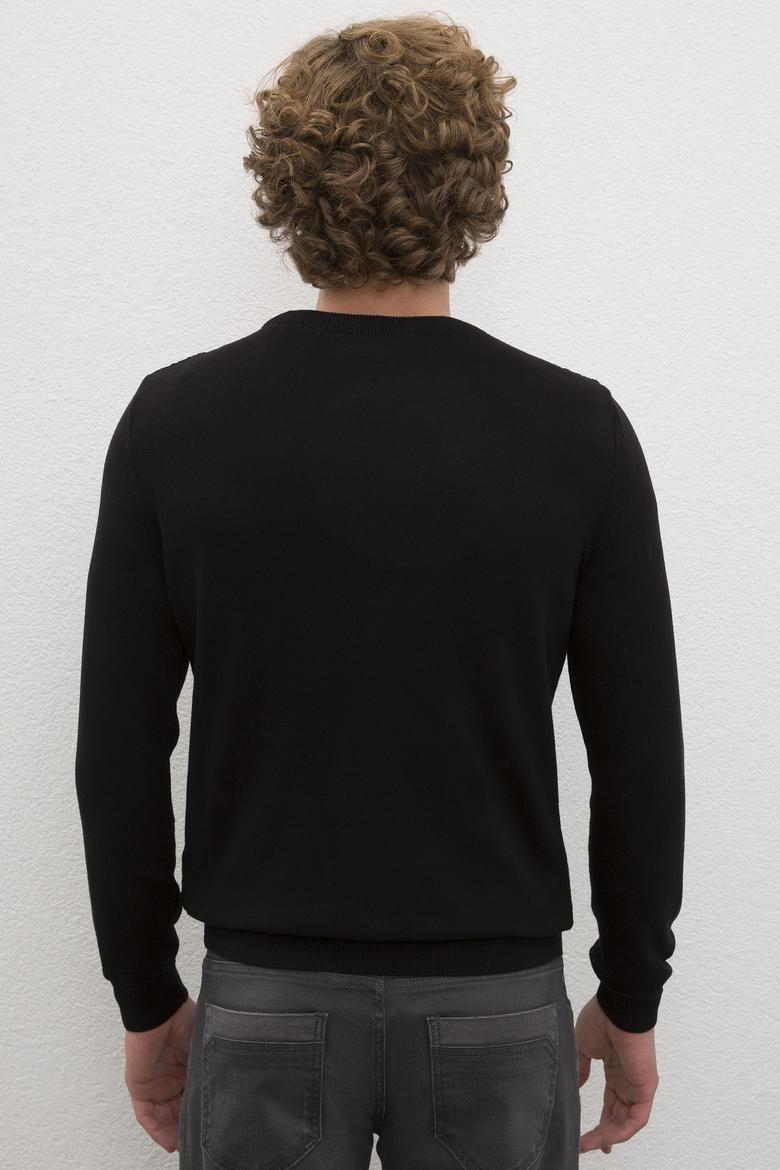 Erkek Siyah Basic Triko Hırka - 50224885025