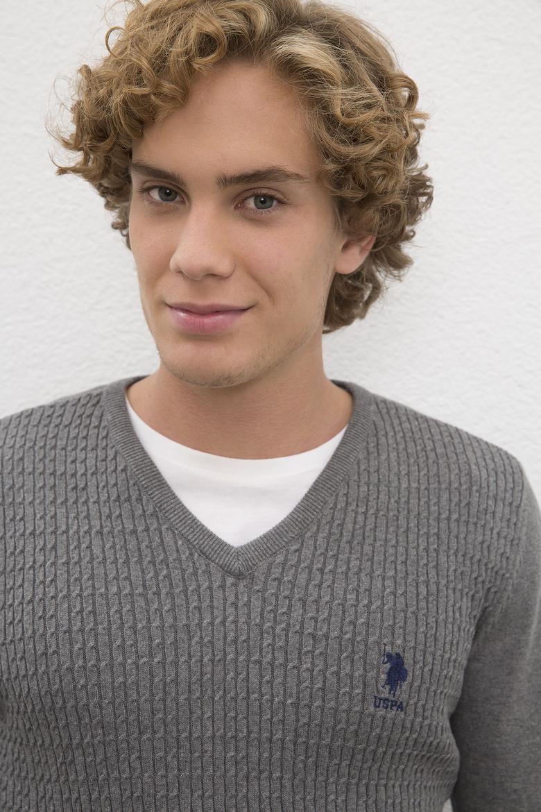 Erkek Gri Melanj Basic Kazak - 50224991057