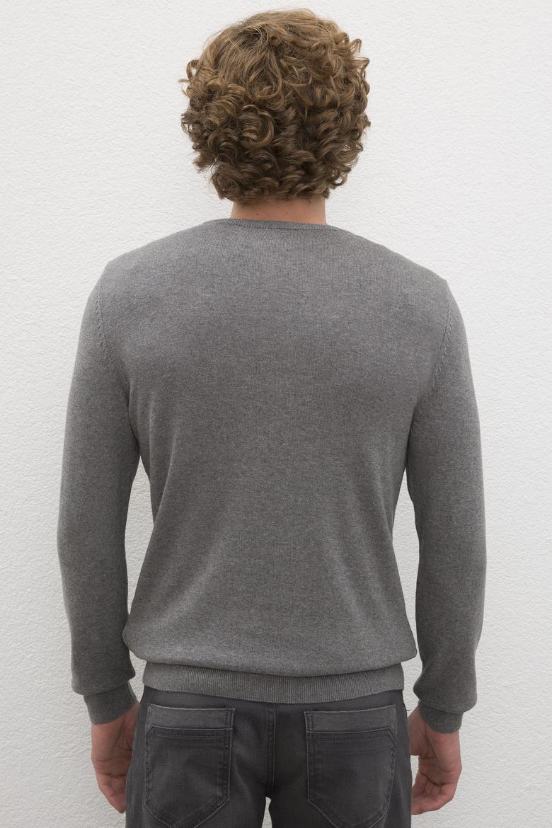 Erkek Gri Melanj Basic Kazak - 50224991057