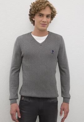 Erkek Gri Melanj Basic Kazak - 50224991057